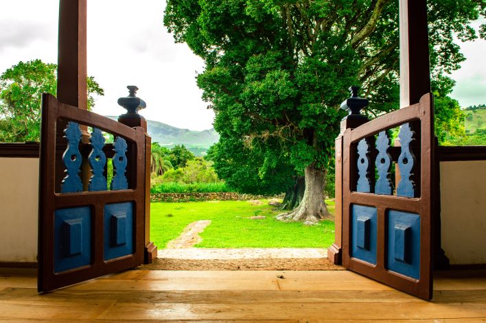 Opened Brown Wooden Gate