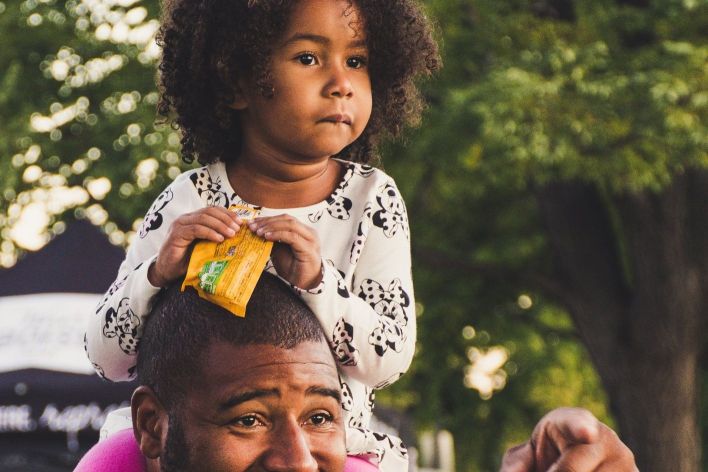 Man Carrying his Daughter on his Shoulders